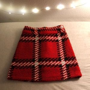 Topshop Plaid High-rise Knitted Skirt